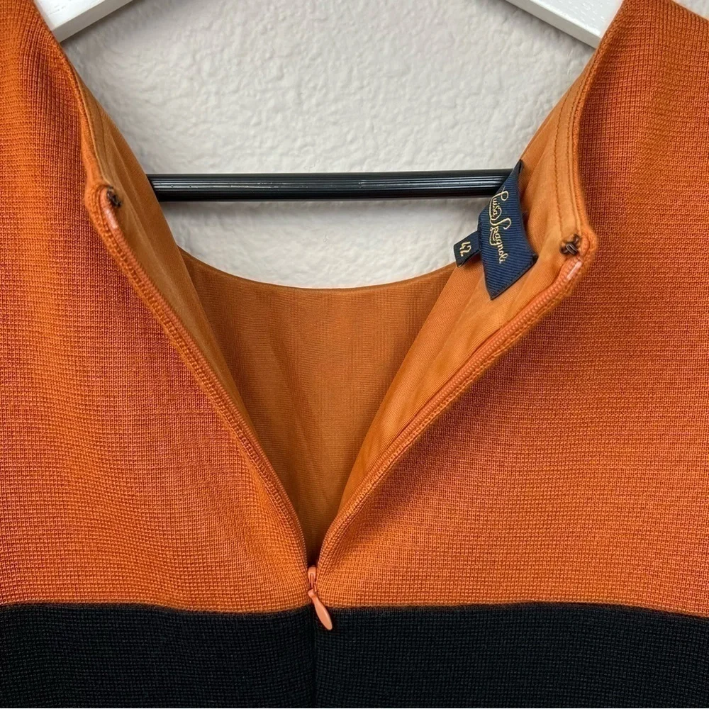 Luisa Spagnoli Woolmark 100% Virgin Wool Knit Sheath Dress in Black & Terracotta - Picture 3 of 7